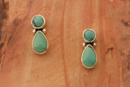 Genuine Kingman Turquoise Sterling Silver Navajo Earrings